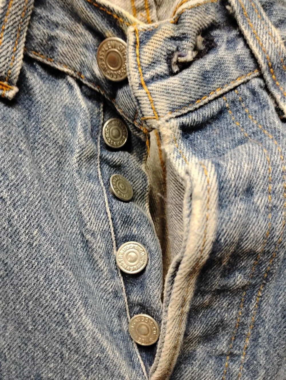 Levis 501 Men Vintage 80s Straight Leg 27x32 Buttonfly Stonewash Denim Jeans